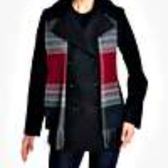 NWT - London Fog Woll Blend Double Breasted Peacoat With Scarf - Picture 8 of 8